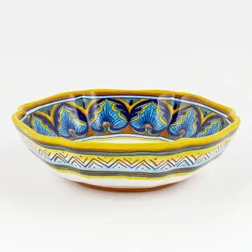 Italian serving bowl from the Geometrico 34E Collection handmade by Eugenio Ricciarelli - Deruta, Rapallo, Amalfi