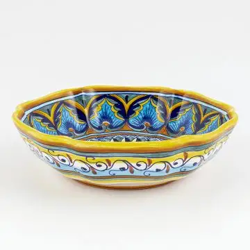 Italian serving bowl from the Geometrico 34E Collection handmade by Eugenio Ricciarelli - Deruta, Rapallo, Amalfi