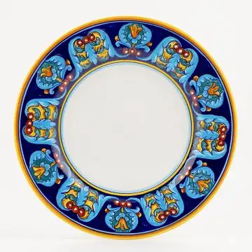 Italian dinner plate from the Geometrico 35E Collection handmade by Eugenio Ricciarelli - Deruta, Rapallo, Amalfi