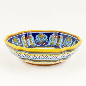 Italian serving bowl from the Geometrico 35E Collection handmade by Eugenio Ricciarelli - Deruta, Rapallo, Amalfi