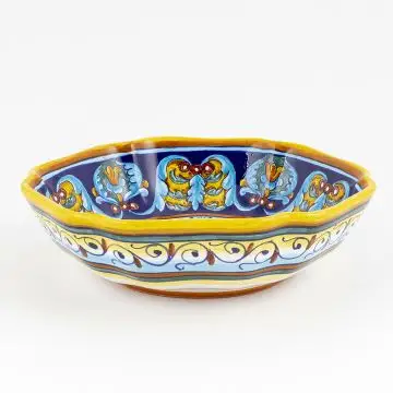 Italian serving bowl from the Geometrico 35E Collection handmade by Eugenio Ricciarelli - Deruta, Rapallo, Amalfi
