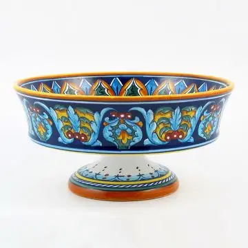 Italian footed fruit bowl from the Geometrico 35E Collection handmade by Eugenio Ricciarelli - Deruta, Rapallo, Amalfi