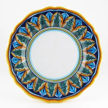 Italian dinner plate from the Geometrico 37E Collection handmade by Eugenio Ricciarelli - Deruta, Rapallo, Amalfi