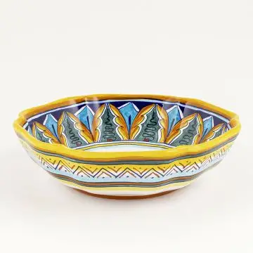 Italian serving bowl from the Geometrico 37E Collection handmade by Eugenio Ricciarelli - Deruta, Rapallo, Amalfi