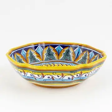Italian serving bowl from the Geometrico 37E Collection handmade by Eugenio Ricciarelli - Deruta, Rapallo, Amalfi