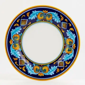 Italian dinner plate from the Geometrico 38E Collection handmade by Eugenio Ricciarelli - Deruta, Rapallo, Amalfi
