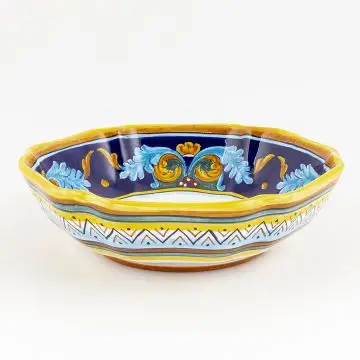Italian serving bowl from the Geometrico 38E Collection handmade by Eugenio Ricciarelli - Deruta, Rapallo, Amalfi