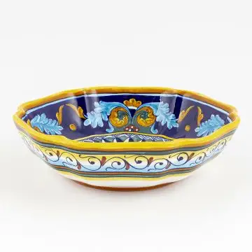 Italian serving bowl from the Geometrico 38E Collection handmade by Eugenio Ricciarelli - Deruta, Rapallo, Amalfi