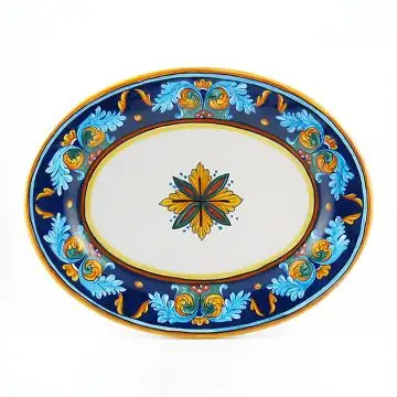 Italian oval platter from the Geometrico 38E Collection handmade by Eugenio Ricciarelli - Deruta, Rapallo, Amalfi