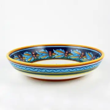 Italian shallow bowl from the Geometrico 39E Collection handmade by Eugenio Ricciarelli - Deruta, Rapallo, Amalfi