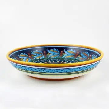 Italian shallow bowl from the Geometrico 39E Collection handmade by Eugenio Ricciarelli - Deruta, Rapallo, Amalfi