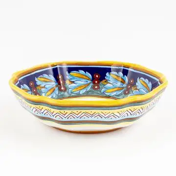 Italian serving bowl from the Geometrico 39E Collection handmade by Eugenio Ricciarelli - Deruta, Rapallo, Amalfi