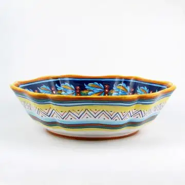 Italian serving bowl from the Geometrico 39E Collection handmade by Eugenio Ricciarelli - Deruta, Rapallo, Amalfi