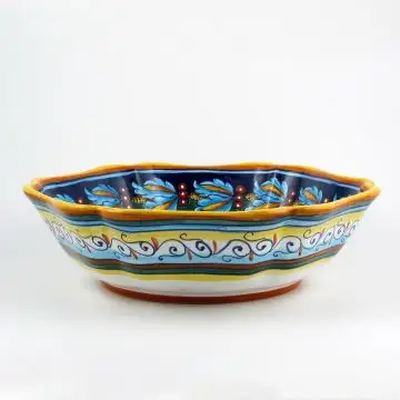 Italian serving bowl from the Geometrico 39E Collection handmade by Eugenio Ricciarelli - Deruta, Rapallo, Amalfi