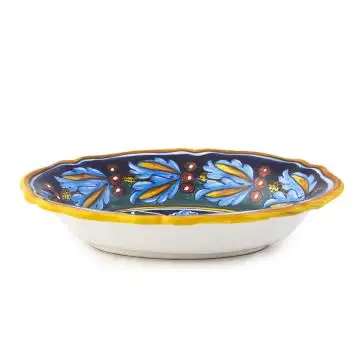 Italian oval serving bowl from the Geometrico 39E Collection handmade by Eugenio Ricciarelli - Deruta, Rapallo, Amalfi