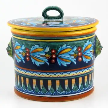 Italian cookie jar from the Geometrico 39E Collection handmade by Eugenio Ricciarelli - Deruta, Rapallo, Amalfi