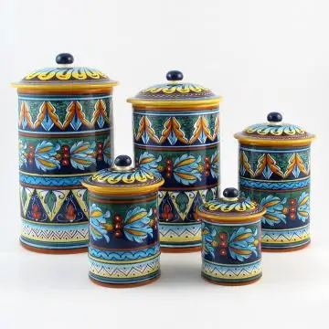 Italian canister from the Geometrico 39E Collection handmade by Eugenio Ricciarelli - Deruta, Rapallo, Amalfi