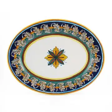 Italian oval platter from the Geometrico 40E Collection handmade by Eugenio Ricciarelli - Deruta, Rapallo, Amalfi