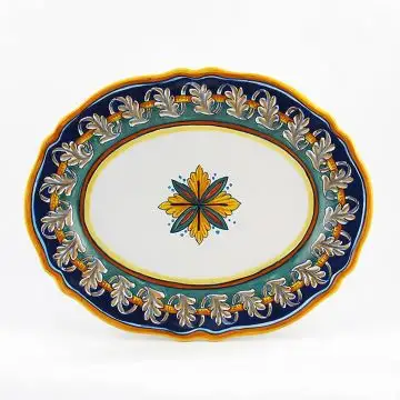Italian oval platter from the Geometrico 40E Collection handmade by Eugenio Ricciarelli - Deruta, Rapallo, Amalfi