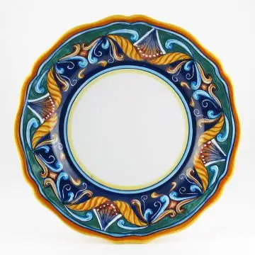 Italian dinner plate from the Geometrico 42E Collection handmade by Eugenio Ricciarelli - Deruta, Rapallo, Amalfi