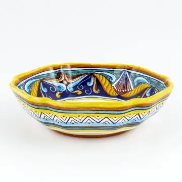 Italian serving bowl from the Geometrico 42E Collection handmade by Eugenio Ricciarelli - Deruta, Rapallo, Amalfi