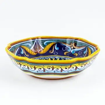 Italian serving bowl from the Geometrico 42E Collection handmade by Eugenio Ricciarelli - Deruta, Rapallo, Amalfi