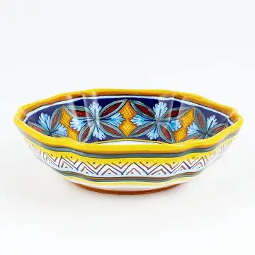 Italian serving bowl from the Geometrico 50E Collection handmade by Eugenio Ricciarelli - Deruta, Rapallo, Amalfi