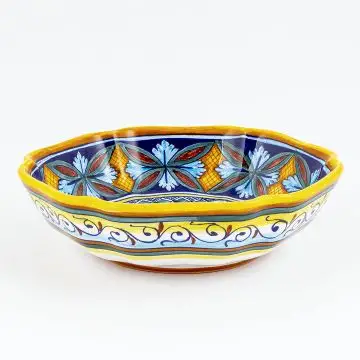 Italian serving bowl from the Geometrico 50E Collection handmade by Eugenio Ricciarelli - Deruta, Rapallo, Amalfi