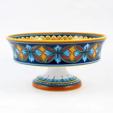 Italian footed fruit bowl from the Geometrico 50E Collection handmade by Eugenio Ricciarelli - Deruta, Rapallo, Amalfi