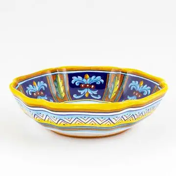 Italian serving bowl from the Geometrico 52E Collection handmade by Eugenio Ricciarelli - Deruta, Rapallo, Amalfi