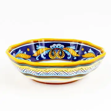 Italian serving bowl from the Geometrico 53E Collection handmade by Eugenio Ricciarelli - Deruta, Rapallo, Amalfi