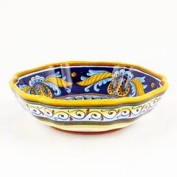 Italian serving bowl from the Geometrico 53E Collection handmade by Eugenio Ricciarelli - Deruta, Rapallo, Amalfi