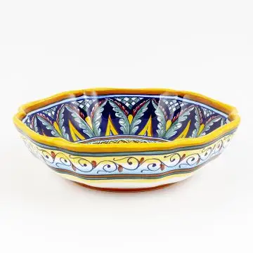 Italian serving bowl from the Geometrico 59E Collection handmade by Eugenio Ricciarelli - Deruta, Rapallo, Amalfi