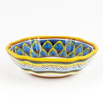 Italian serving bowl from the Geometrico 61E Collection handmade by Eugenio Ricciarelli - Deruta, Rapallo, Amalfi