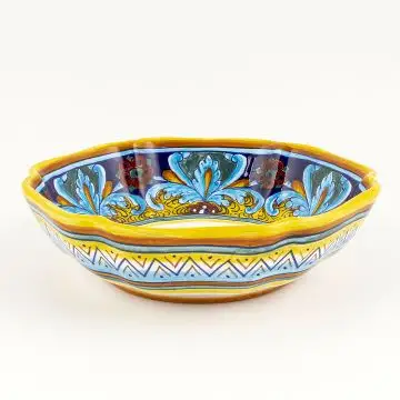 Italian serving bowl from the Geometrico 64E Collection handmade by Eugenio Ricciarelli - Deruta, Rapallo, Amalfi