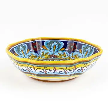 Italian serving bowl from the Geometrico 64E Collection handmade by Eugenio Ricciarelli - Deruta, Rapallo, Amalfi