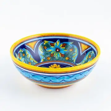 Italian cereal bowl from the Geometrico 65E Collection handmade by Eugenio Ricciarelli - Deruta, Rapallo, Amalfi