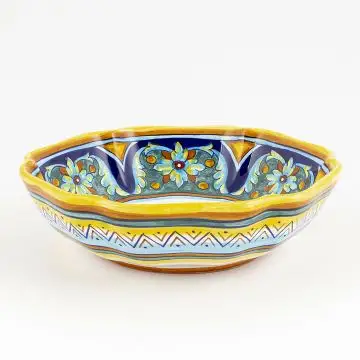 Italian serving bowl from the Geometrico 65E Collection handmade by Eugenio Ricciarelli - Deruta, Rapallo, Amalfi