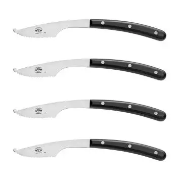 Set of 4 pizza knives with black handles from the Napoli collection. They are handcrafted by Coltellerie Berti in Scarperia, Italy