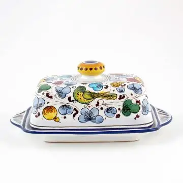 Arabesco Classico Italian butter dish handmade by Fima in Deruta