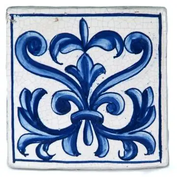 Hand-painted Deruta tile AD09 Tradizione Collection by Antica Deruta, Italy. The tile is entirely handcrafted.