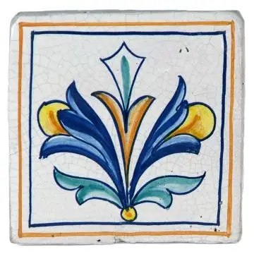 Hand-painted Deruta tile AD12 Tradizione Collection by Antica Deruta, Italy. The tile is entirely handcrafted.