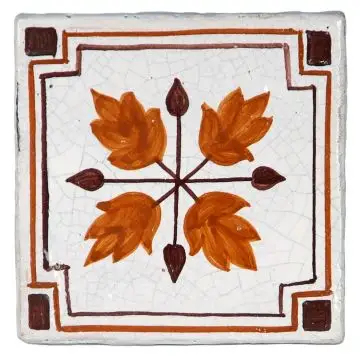 Hand-painted Deruta tile AD01A Classica collection by Antica Deruta, Italy. The tile is entirely handcrafted.