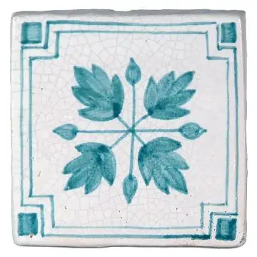 Hand-painted Deruta tile AD01V Classica collection by Antica Deruta, Italy. The tile is entirely handcrafted.