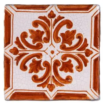 Hand-painted Deruta tile AD02A Classica collection by Antica Deruta, Italy. The tile is entirely handcrafted.