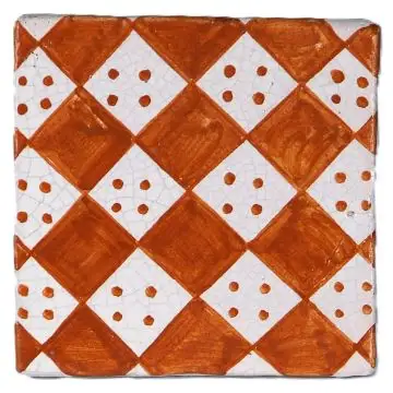 Hand-painted Deruta tile AD08A Classica collection by Antica Deruta, Italy. The tile is entirely handcrafted.