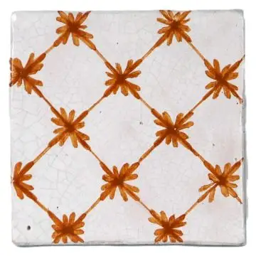 Hand-painted Deruta tile AD09A Classica collection by Antica Deruta, Italy. The tile is entirely handcrafted.