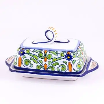 Deruta butter dish from the Amelia collection, handmade by Antica Deruta - Italy