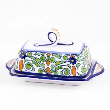 Deruta butter dish from the Amelia collection, handmade by Antica Deruta - Italy