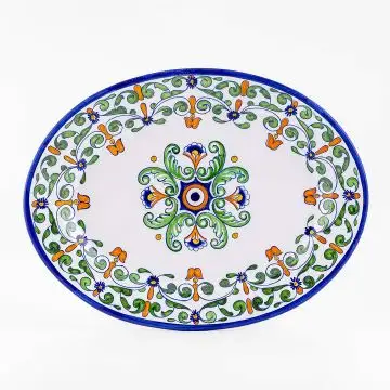 Deruta oval platter from the Amelia collection, handmade by Antica Deruta - Italy